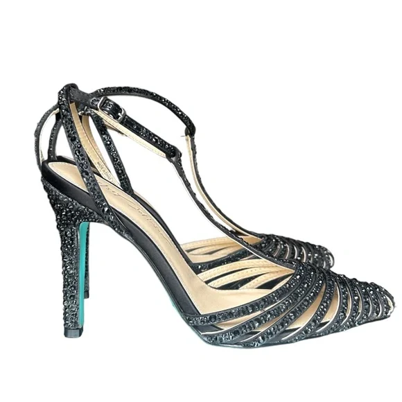 Betsey Johnson Diamond Crystal Strass Ali Pointed toe Heels - Picture 6 of 11
